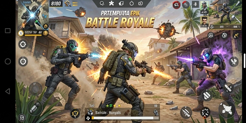 Gameplay seru di arena pertempuran 8180 dengan pemain lainnya.