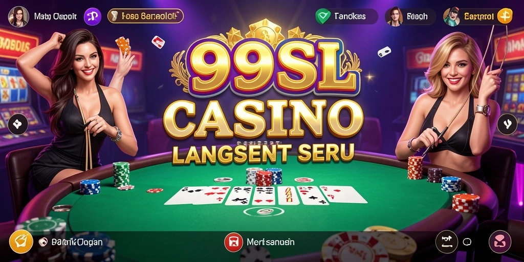 Screenshot gameplay 99SL menampilkan dealer langsung dan suasana kasino.