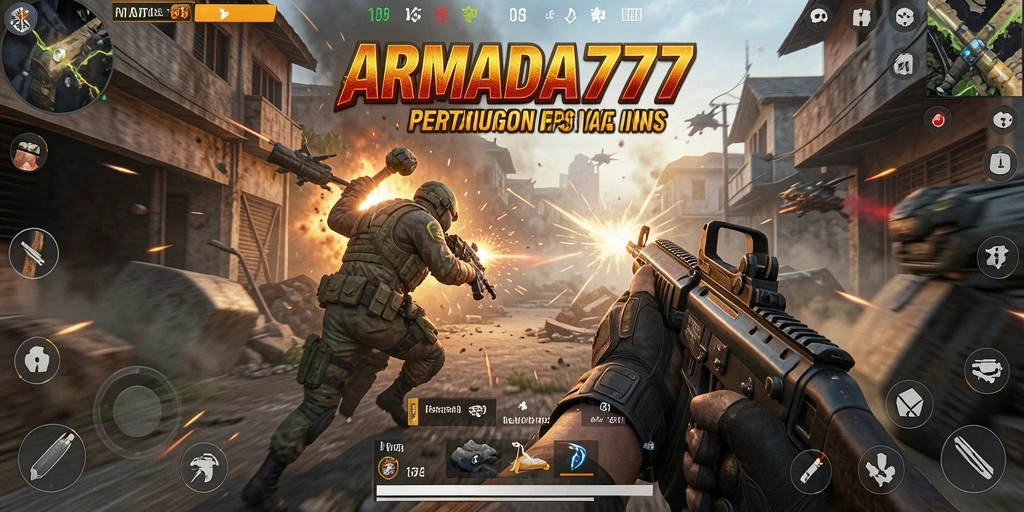 Tampilan gameplay menegangkan di <strong>ARMADA777</strong> saat bertempur di medan perang.