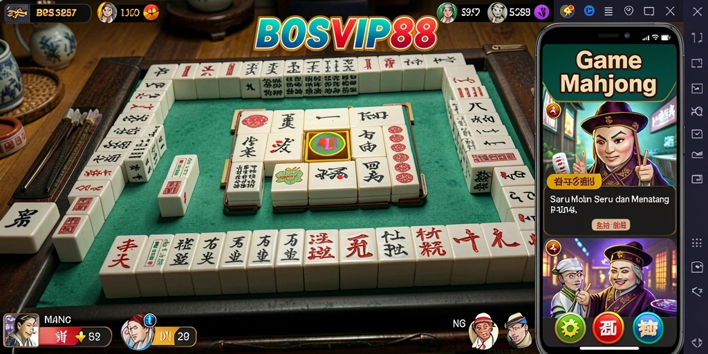 Tampilan gameplay Mahjong yang seru di BOSVIP88.
