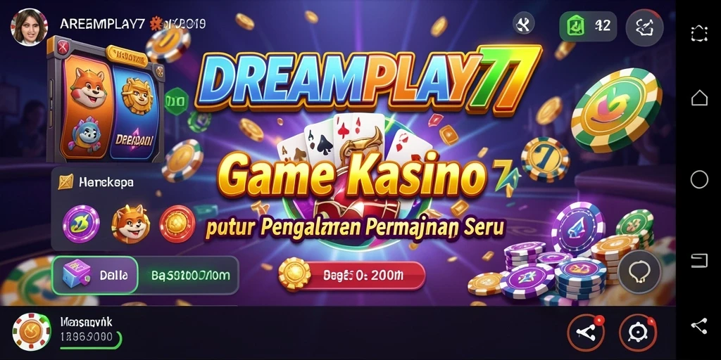 Screenshot utama DREAMPLAY77 menampilkan gameplay Kasino yang seru.
