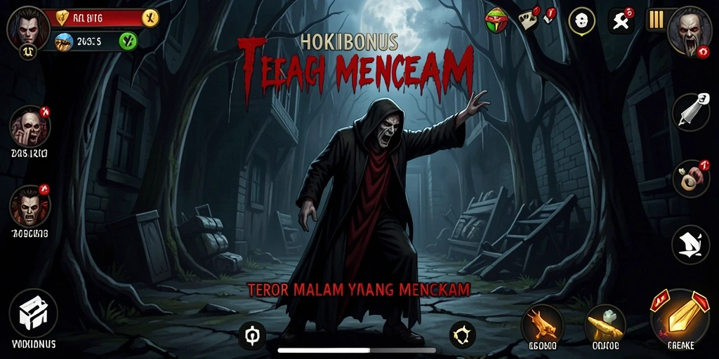 Screenshot utama HOKIBONUS menampilkan suasana gameplay mencekam.