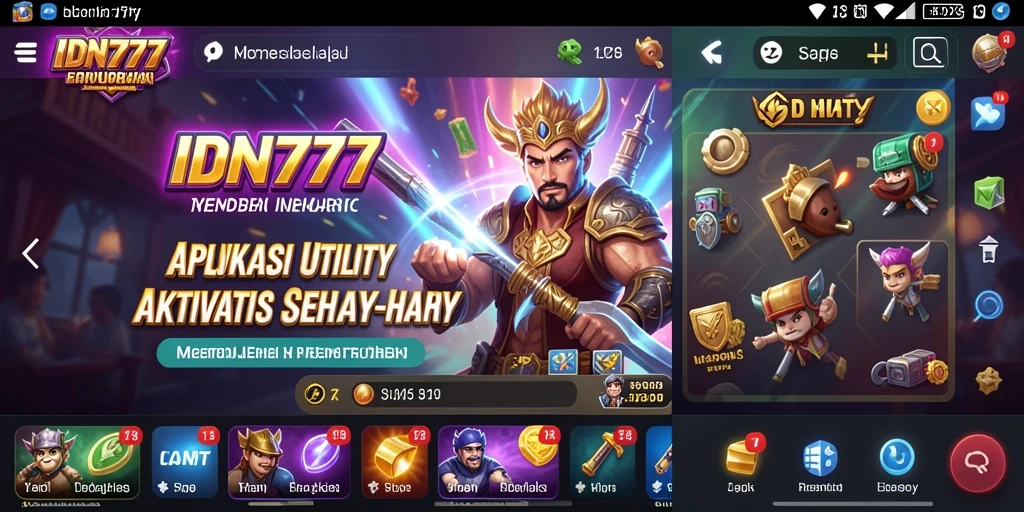 Tampilan utama IDN777 dengan berbagai fitur utilitas yang praktis.