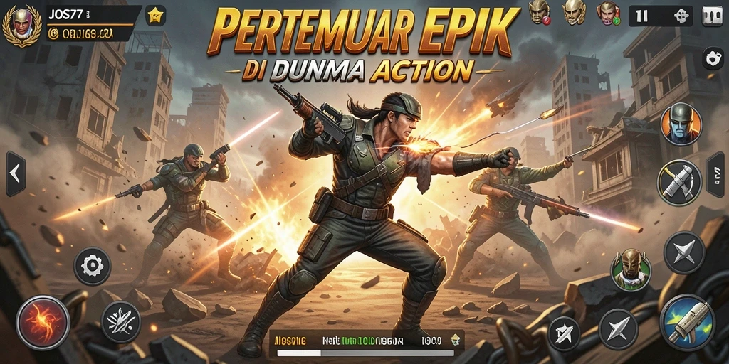 Tampilan seru gameplay JOS77 dengan aksi pertempuran intens.