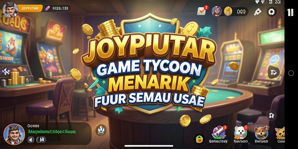 Tampilan gameplay menarik dari JOYPUTAR yang menampilkan manajemen bisnis.