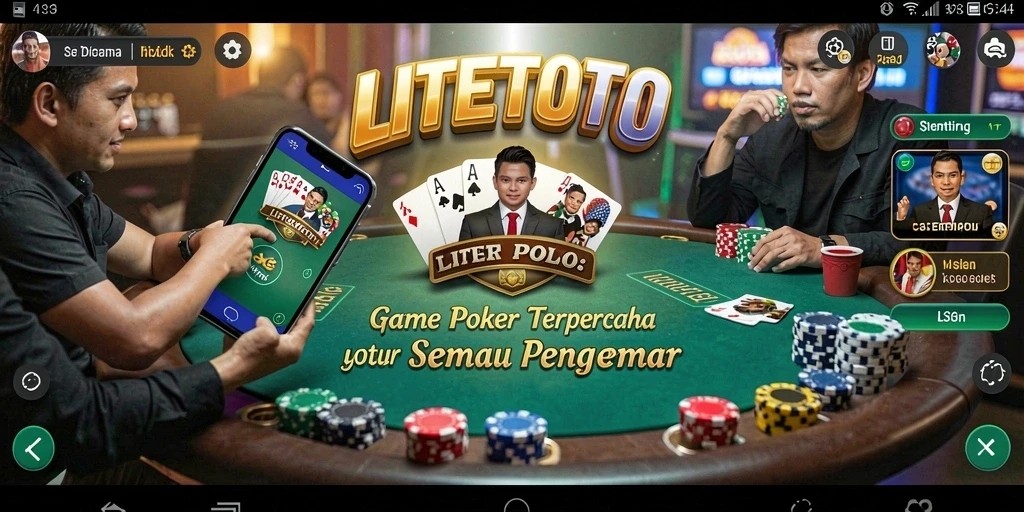 Screenshot gameplay LITETOTO menampilkan aksi poker yang seru dan mendebarkan.