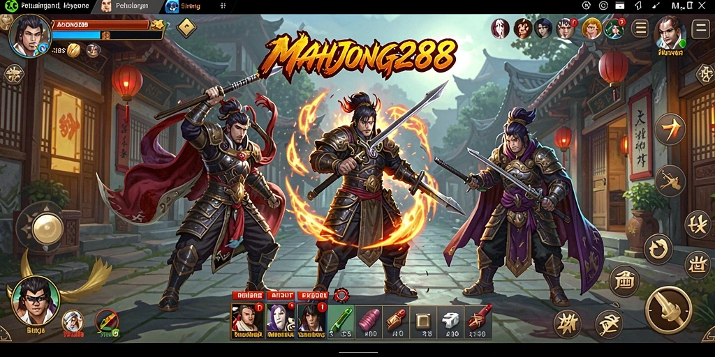 Tampilan gameplay MAHJONG288 dengan aksi pertarungan yang seru.