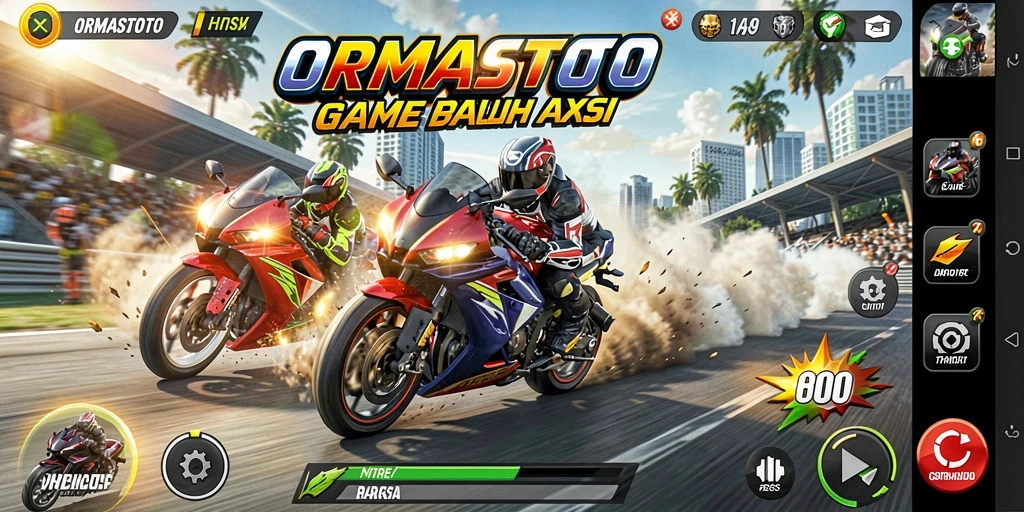 Gameplay menegangkan di balapan motor ORMASTOTO.