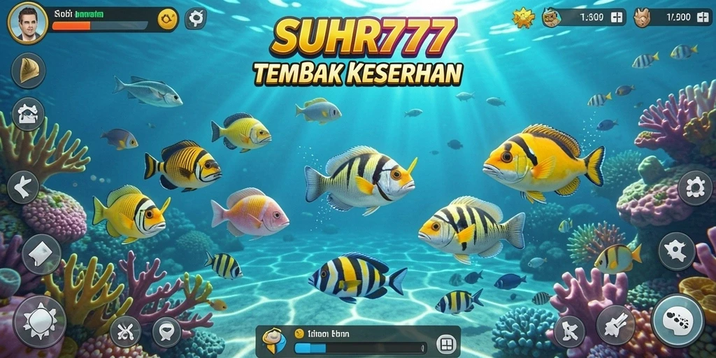 Tampilan permainan menembak ikan yang seru dan berwarna-warni.