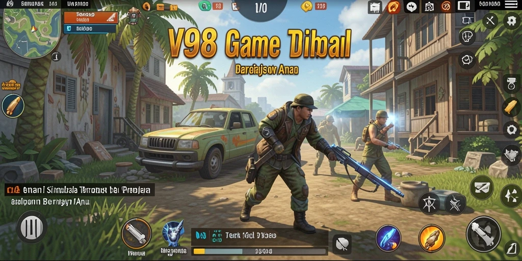 Tampilan gameplay V98 yang mendalam dan interaktif dalam simulasi.