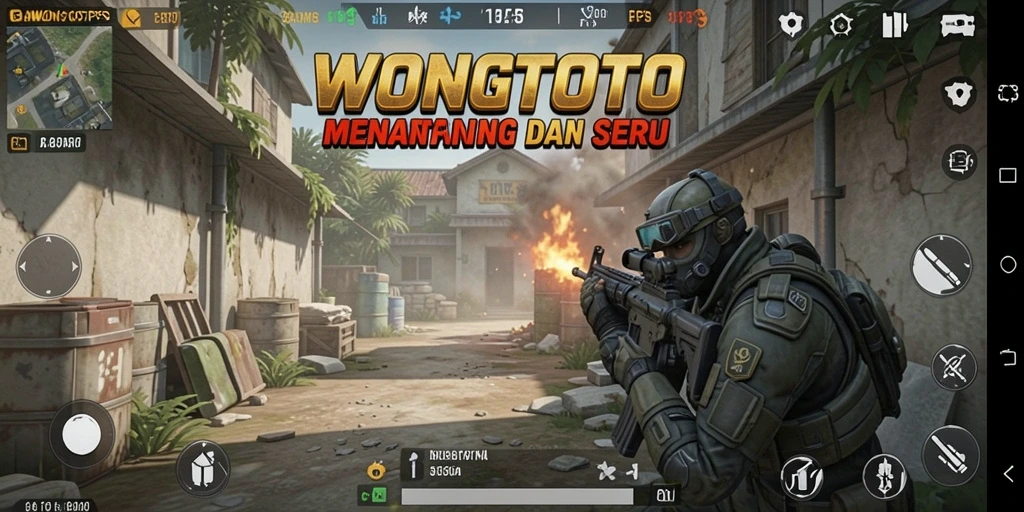 Screenshot WONGTOTO menampilkan aksi tembak-menembak yang intens.