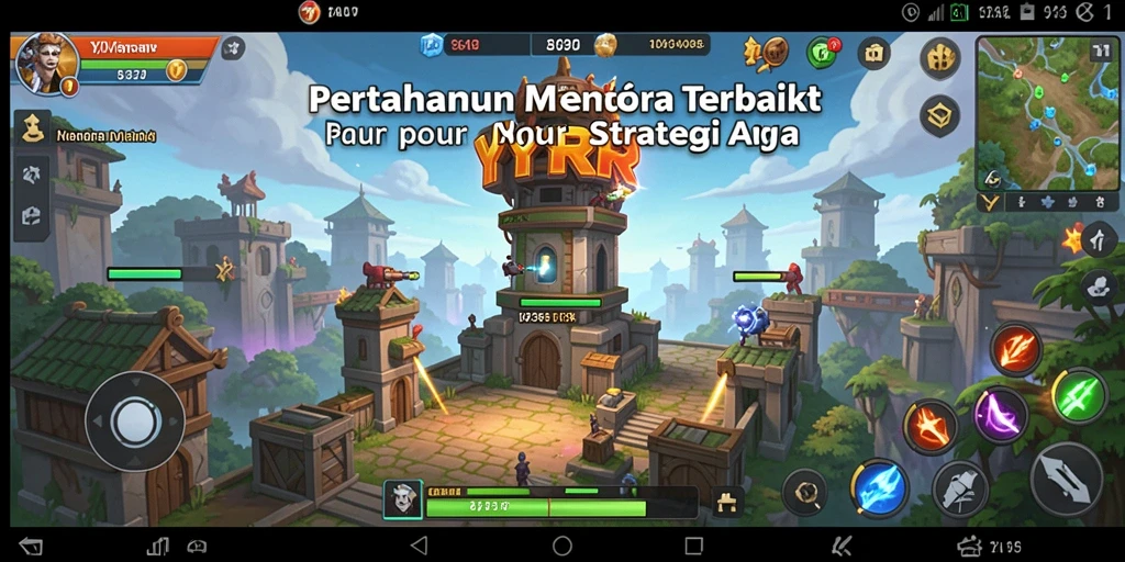 Tampilan gameplay YYRR yang menegangkan dalam pertahanan menara.